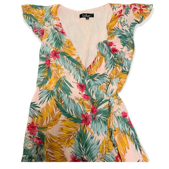 Lulu’s | LIKE NEW | Baby Pink Floral Wrap Mini Dress | L - Picture 8 of 15